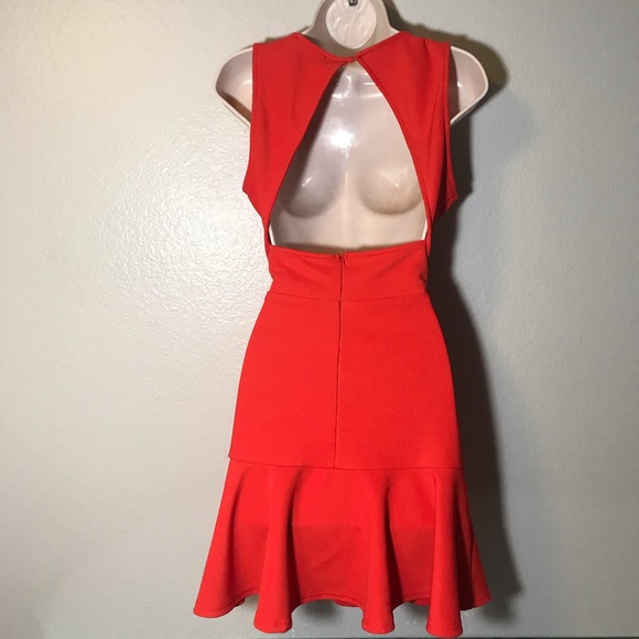 Pure Sugar Orange Red Open ruffled hem Dress - Picture 4 of 7